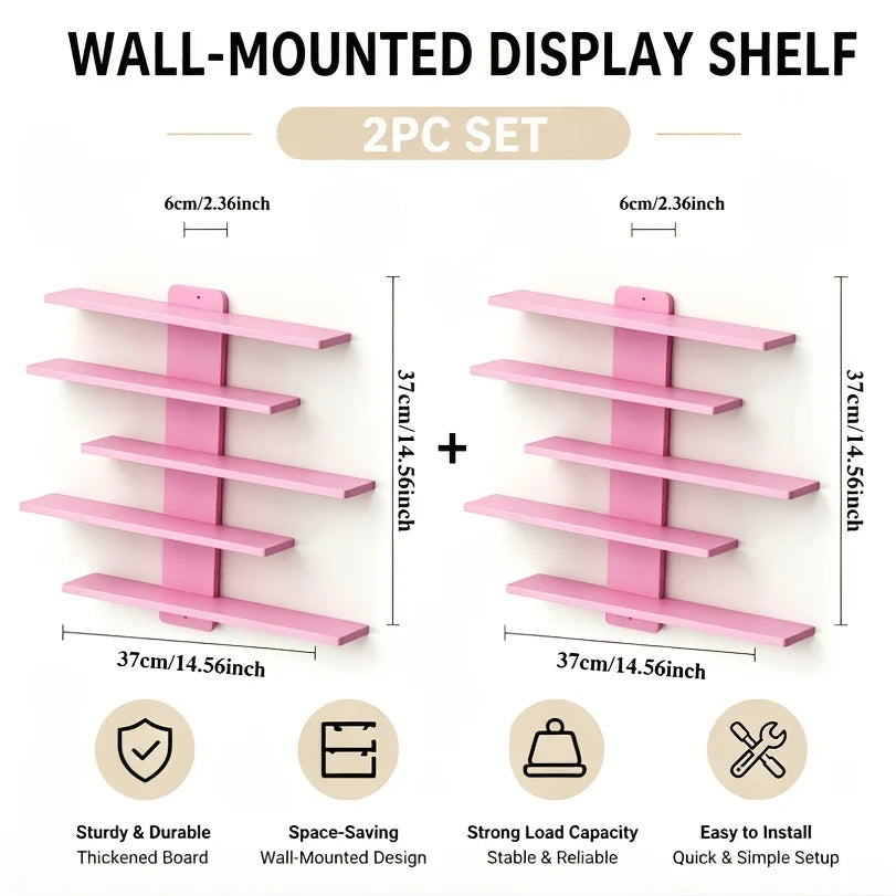 4-Piece Set of Floating Wall Racks