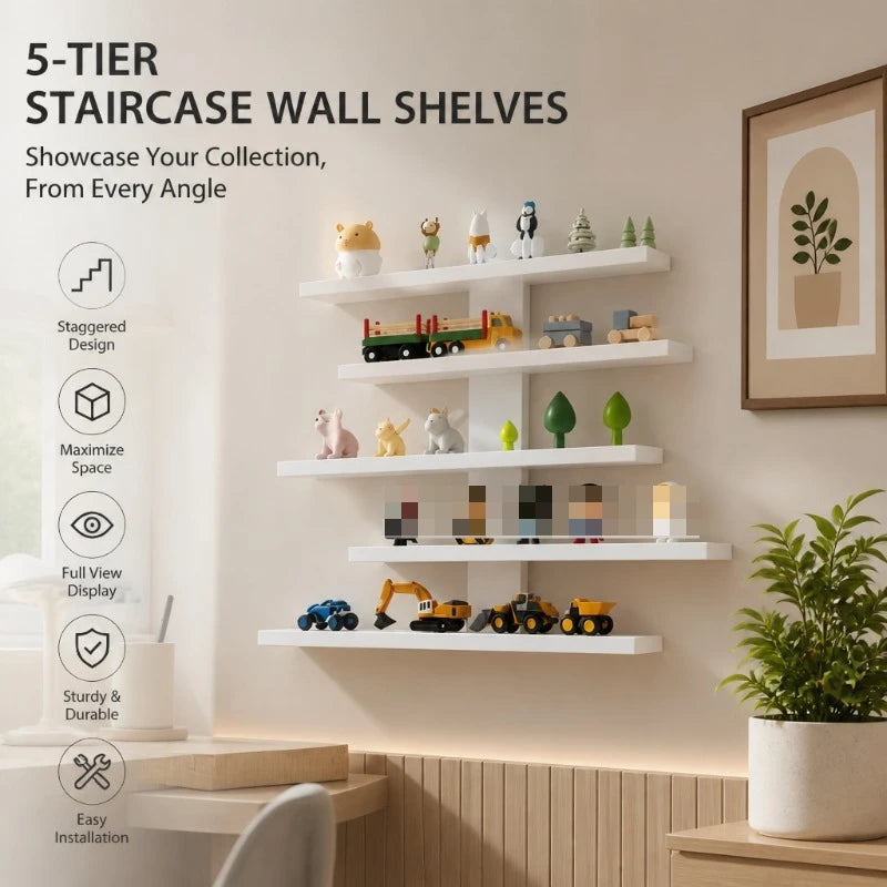 4-Piece Set of Floating Wall Racks