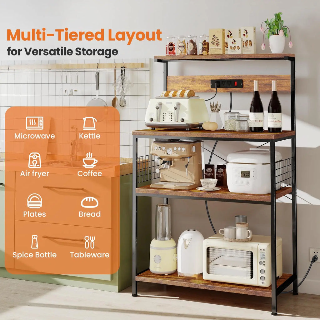 Kitchen Bakers Rack with Power Outlet