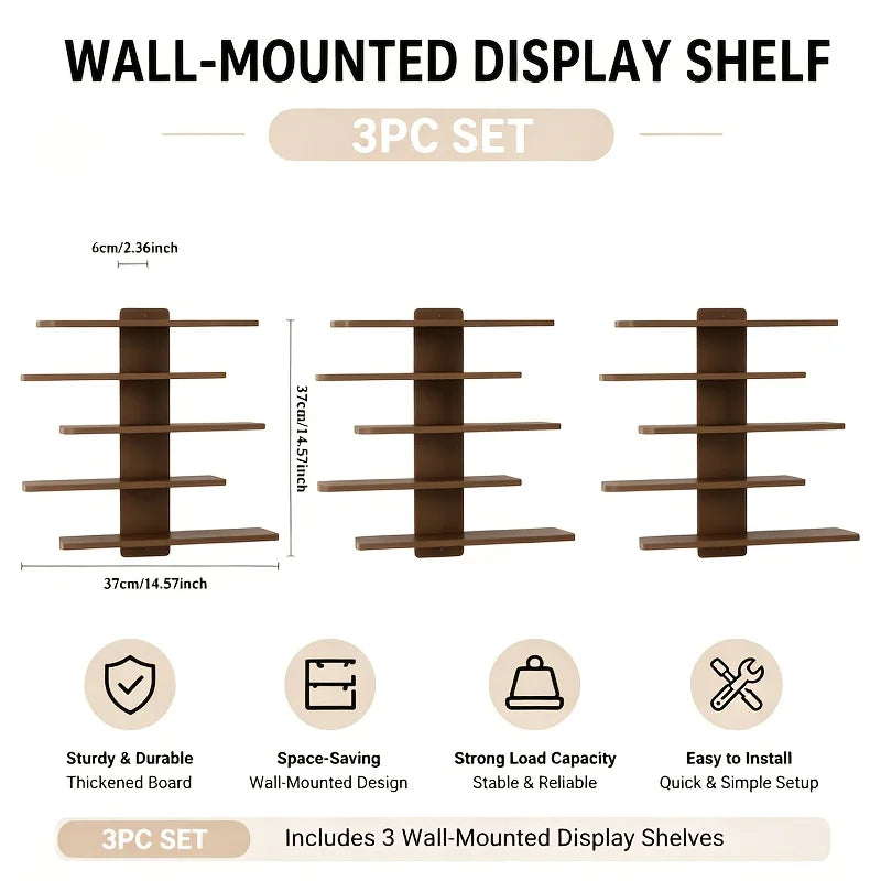 4-Piece Set of Floating Wall Racks