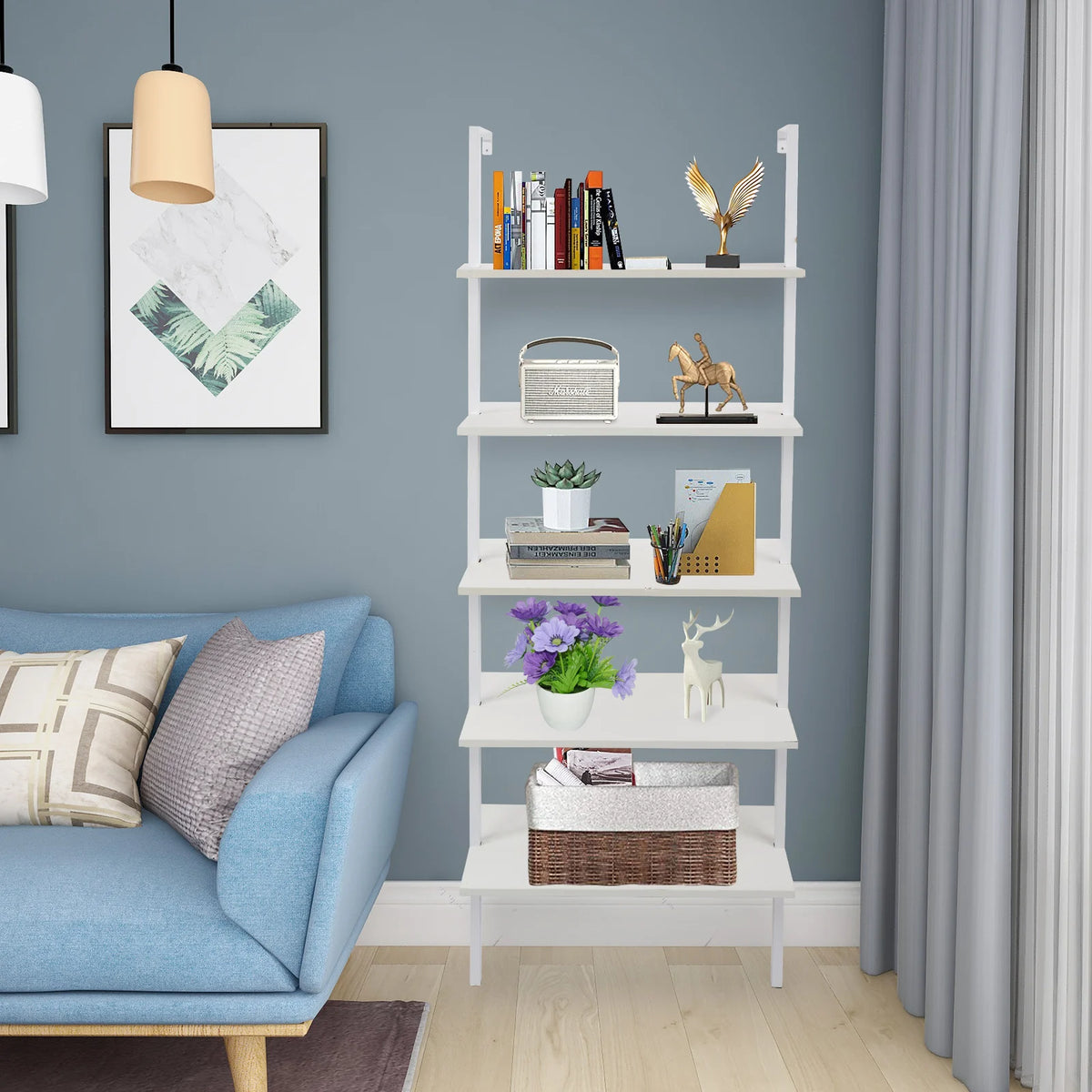 5‑Tier Ladder Wall‑Leaning Storage