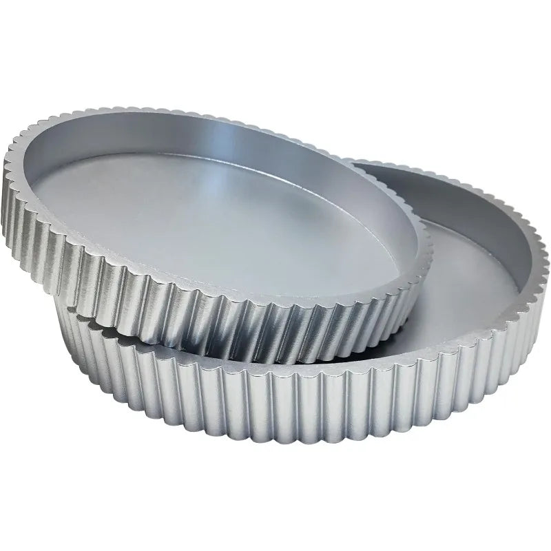 Black Fluted Edge Round Wooden Tray Set