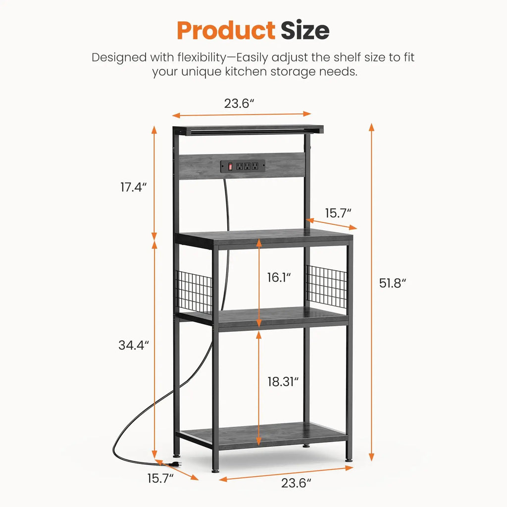 Kitchen Bakers Rack with Power Outlet