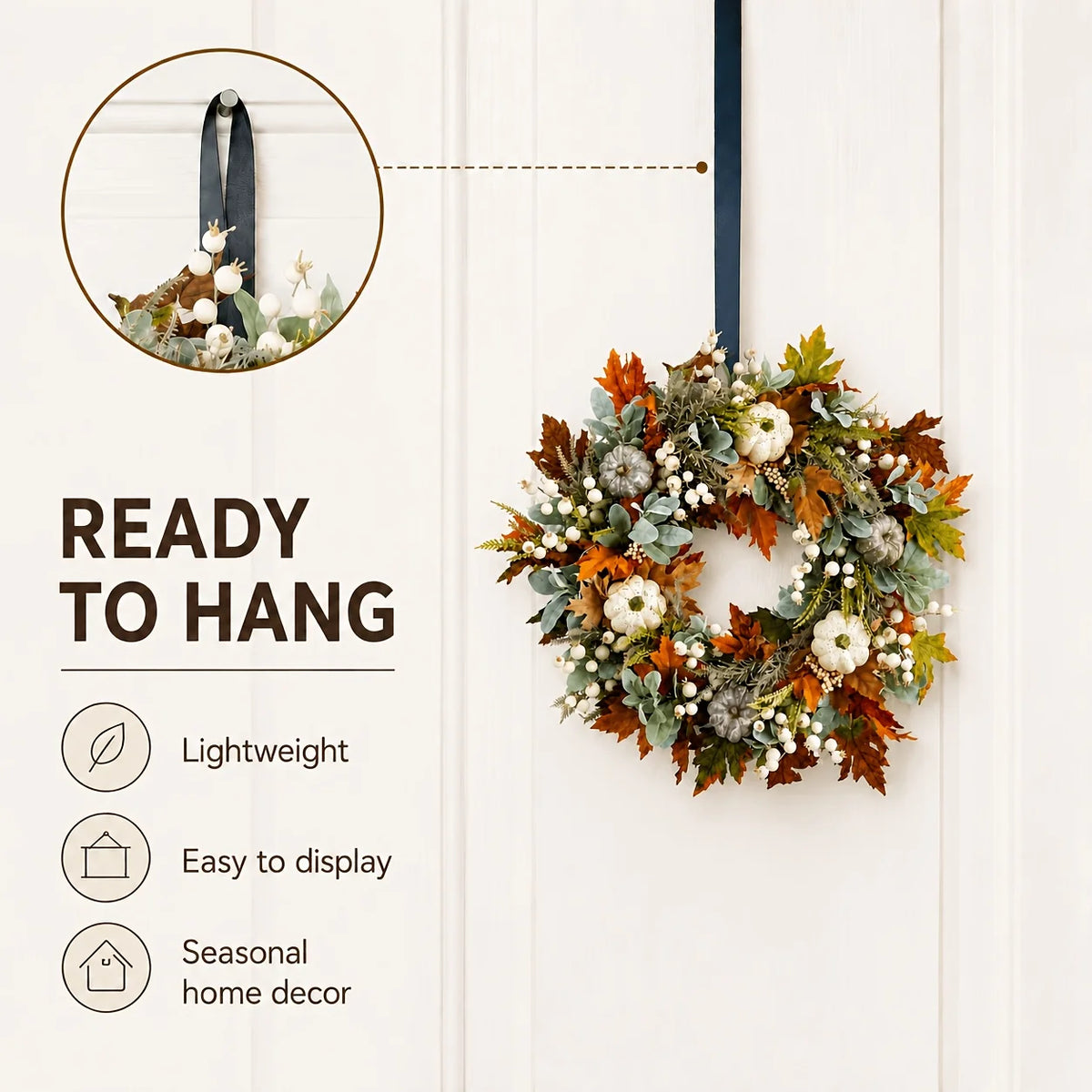 Rustic Peony And Pumpkin Wreath
