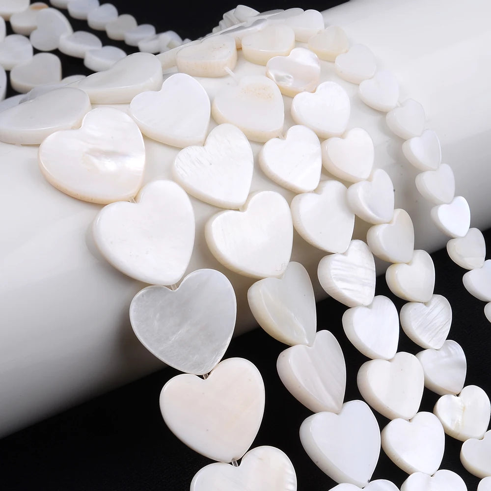 White Heart Shell Beads