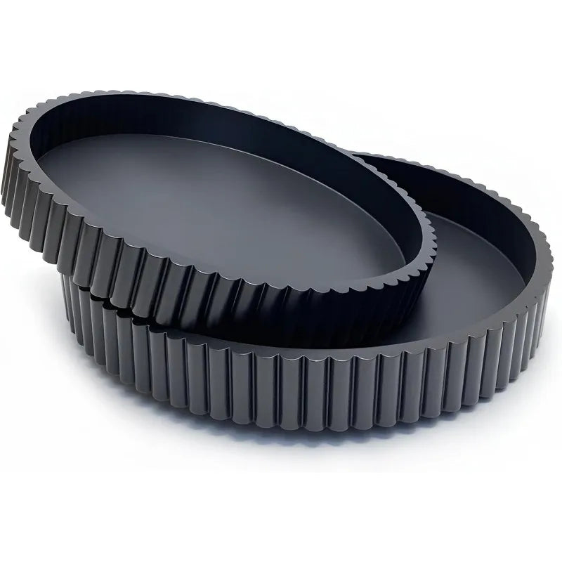 Black Fluted Edge Round Wooden Tray Set