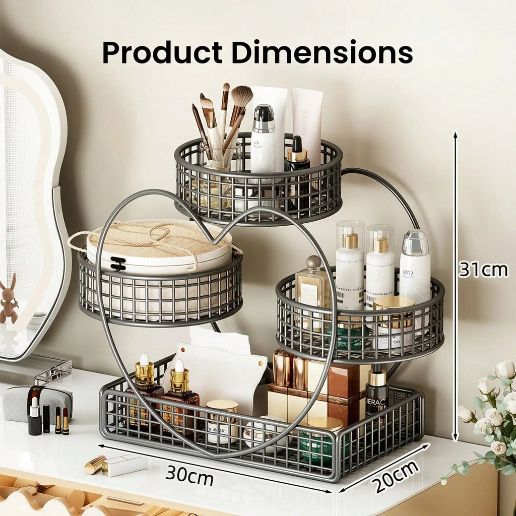 3 Tier Heart Shape Metal Makeup Organizer