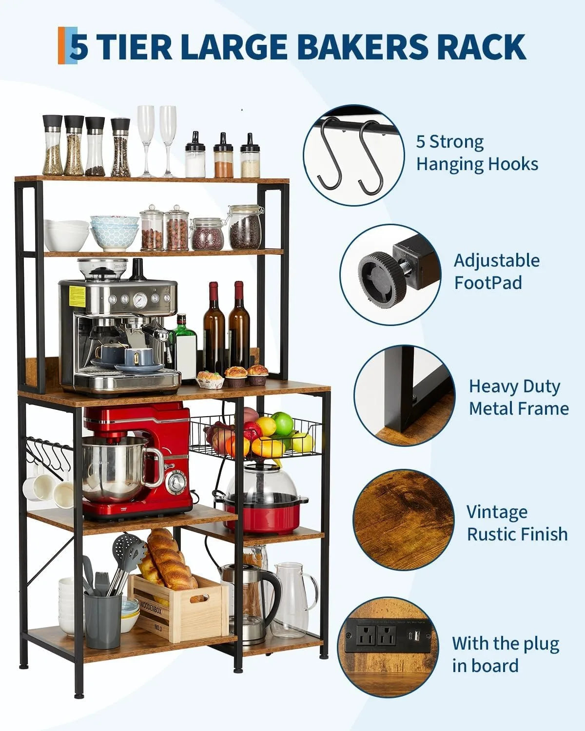 Kitchen Baker Rack with Power Outlet