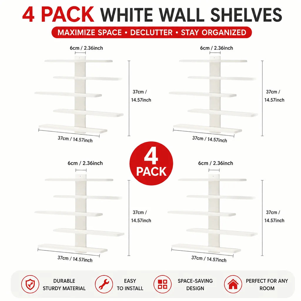 4-Piece Set of Floating Wall Racks