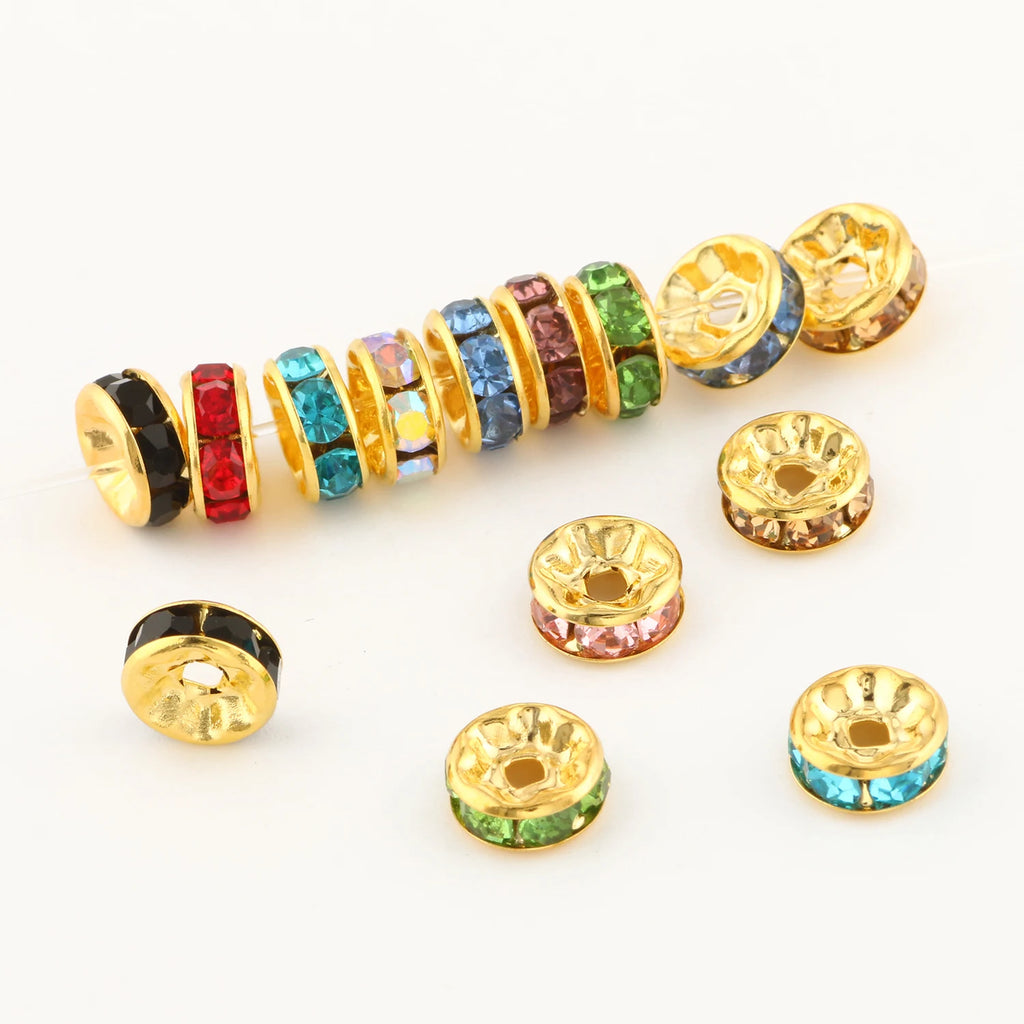 50pc/Lot 6mm 8mm 10mm AB Color  Rhinestone Ball Shape Loose Beads Metal Crystal Beads for Jewelry Making DIY Accessories