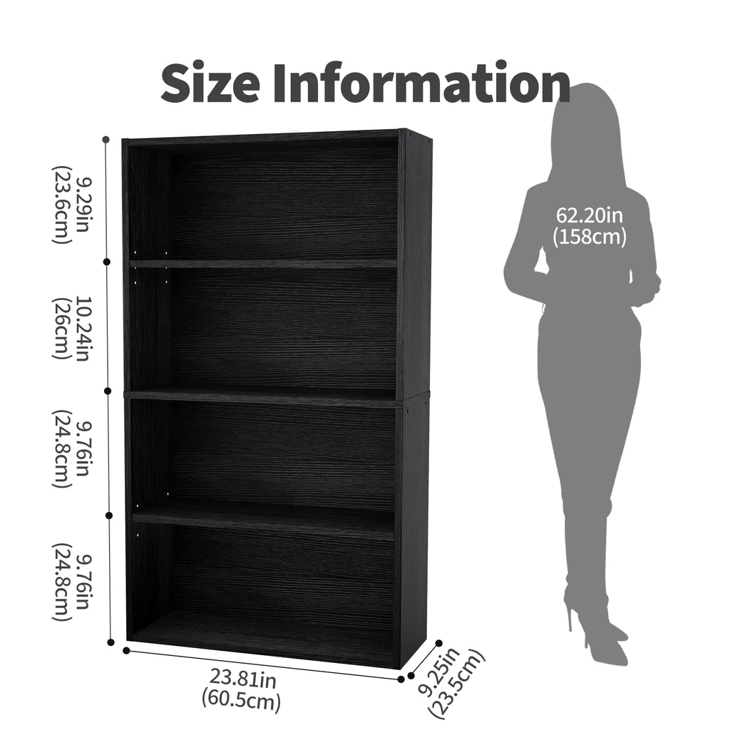 3-4 Tier Wooden Shelf Bookcase