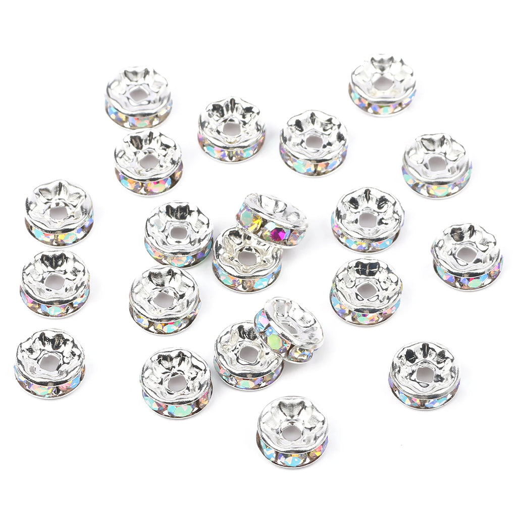 50pc/Lot 6mm 8mm 10mm AB Color  Rhinestone Ball Shape Loose Beads Metal Crystal Beads for Jewelry Making DIY Accessories