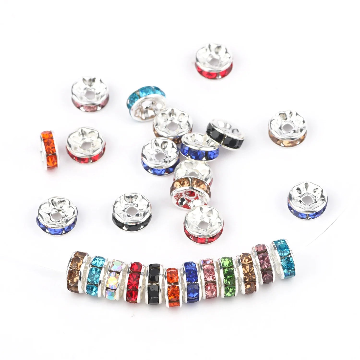50pc/Lot 6mm 8mm 10mm AB Color  Rhinestone Ball Shape Loose Beads Metal Crystal Beads for Jewelry Making DIY Accessories