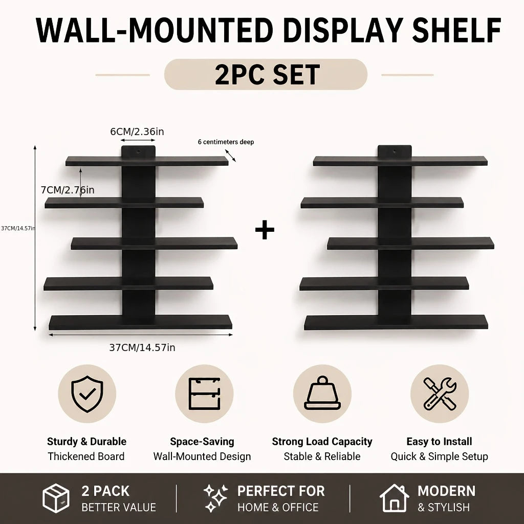 4-Piece Set of Floating Wall Racks