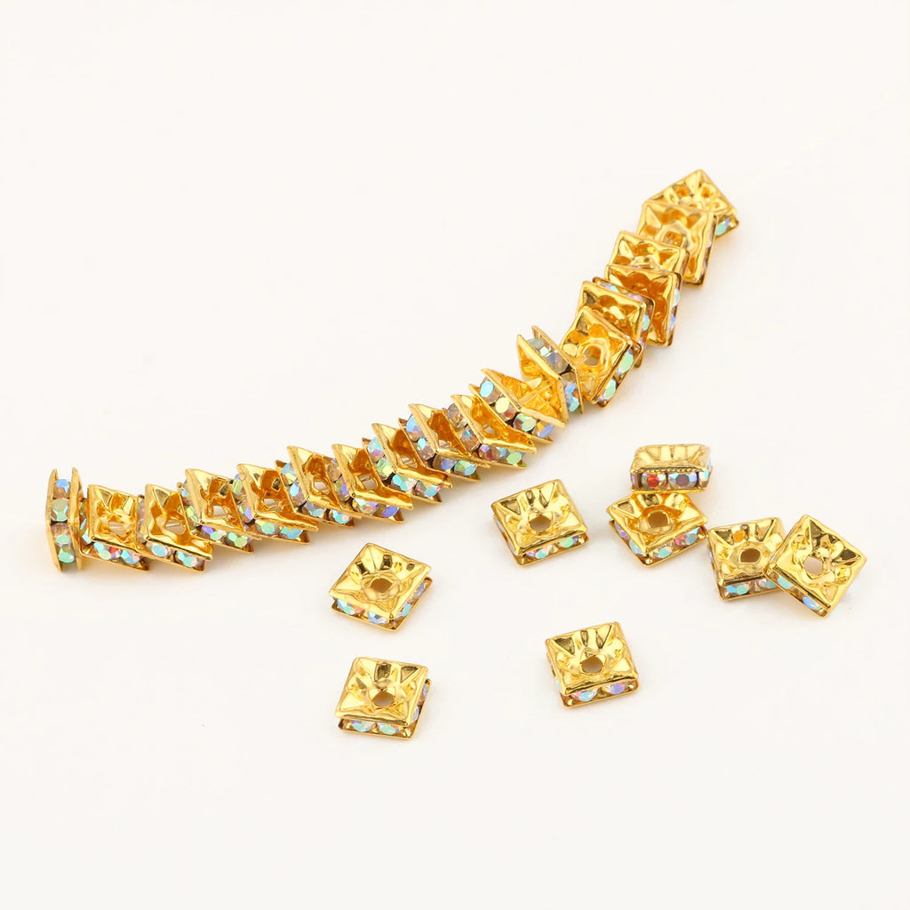 50pc/Lot 6mm 8mm 10mm AB Color  Rhinestone Ball Shape Loose Beads Metal Crystal Beads for Jewelry Making DIY Accessories
