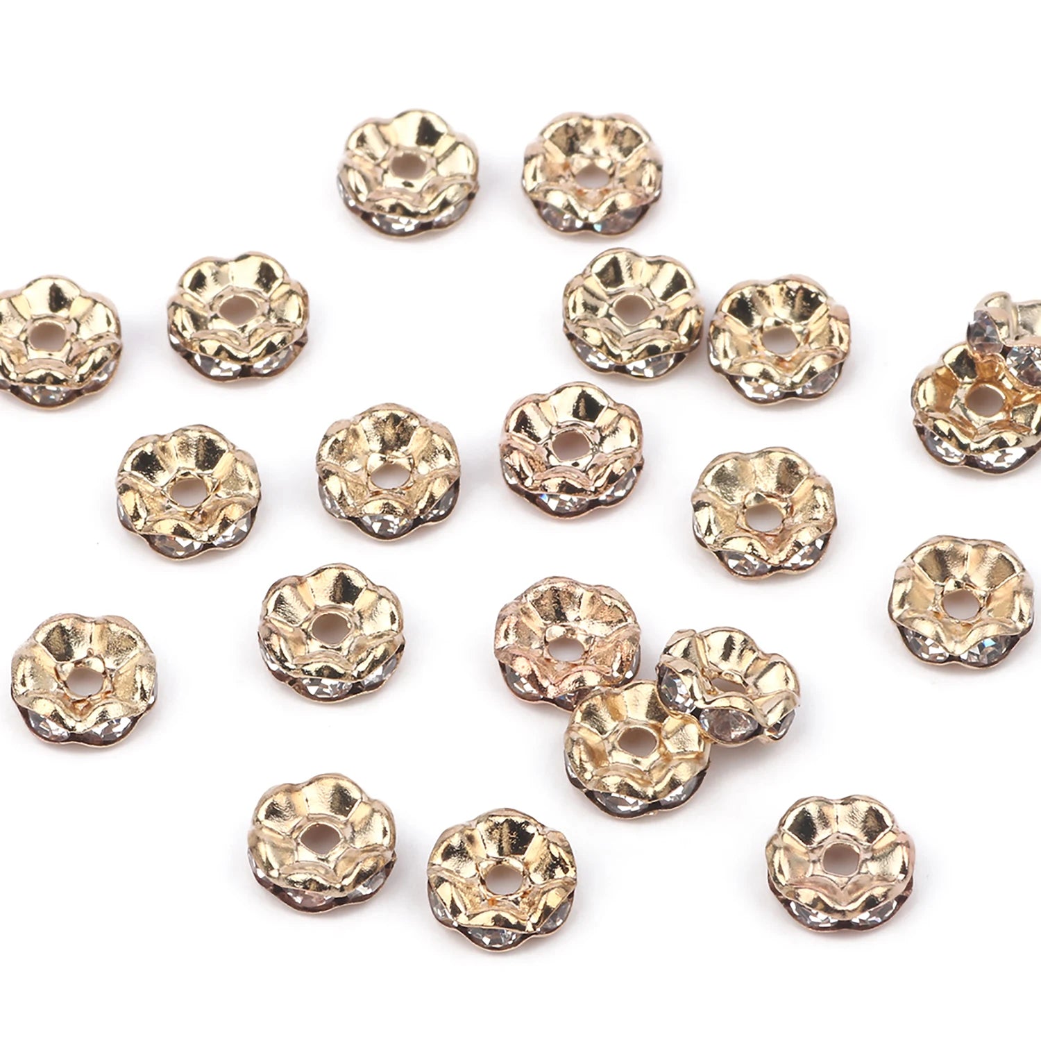 50pc/Lot 6mm 8mm 10mm AB Color  Rhinestone Ball Shape Loose Beads Metal Crystal Beads for Jewelry Making DIY Accessories