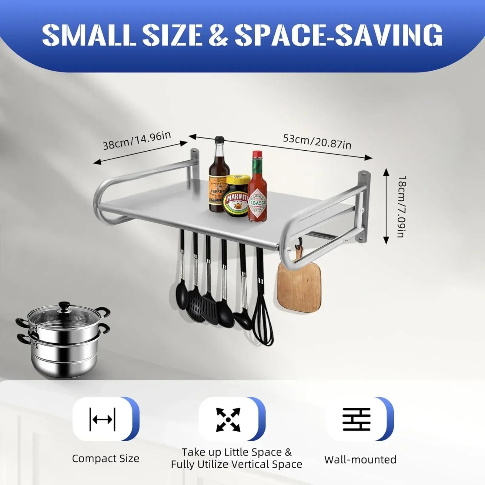 Stainless Steel Wall Mount Microwave Shelf