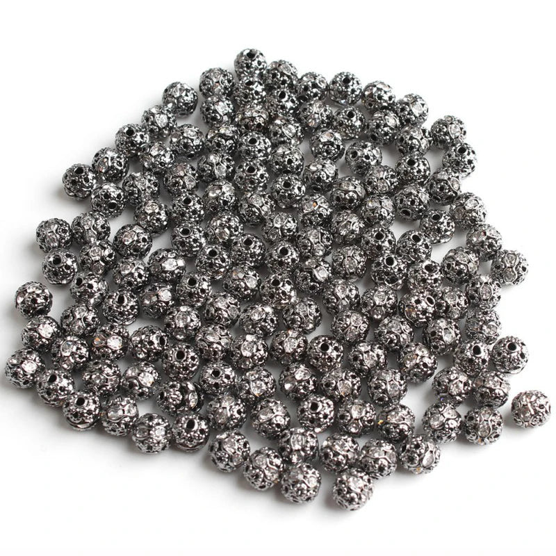 50pc/Lot 6mm 8mm 10mm AB Color  Rhinestone Ball Shape Loose Beads Metal Crystal Beads for Jewelry Making DIY Accessories
