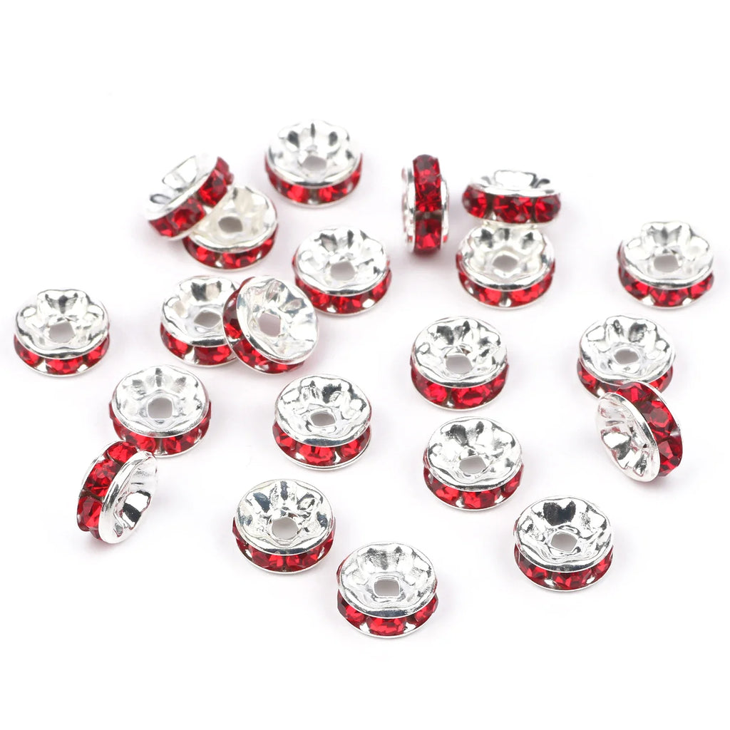 50pc/Lot 6mm 8mm 10mm AB Color  Rhinestone Ball Shape Loose Beads Metal Crystal Beads for Jewelry Making DIY Accessories
