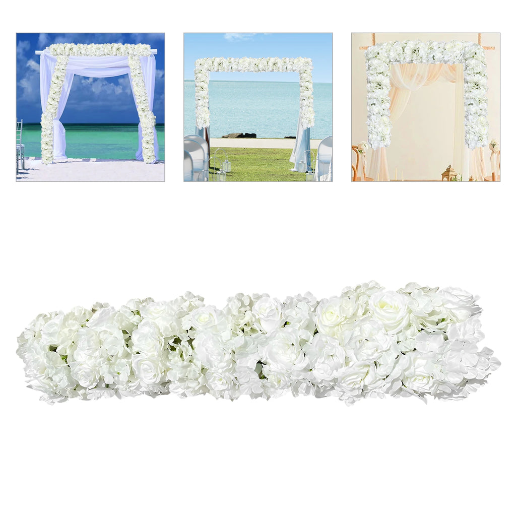 White Artificial Silk Flower Row