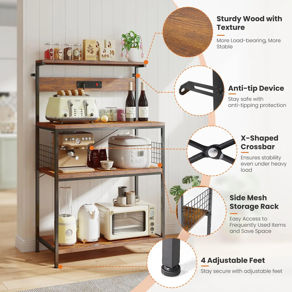 Kitchen Bakers Rack with Power Outlet