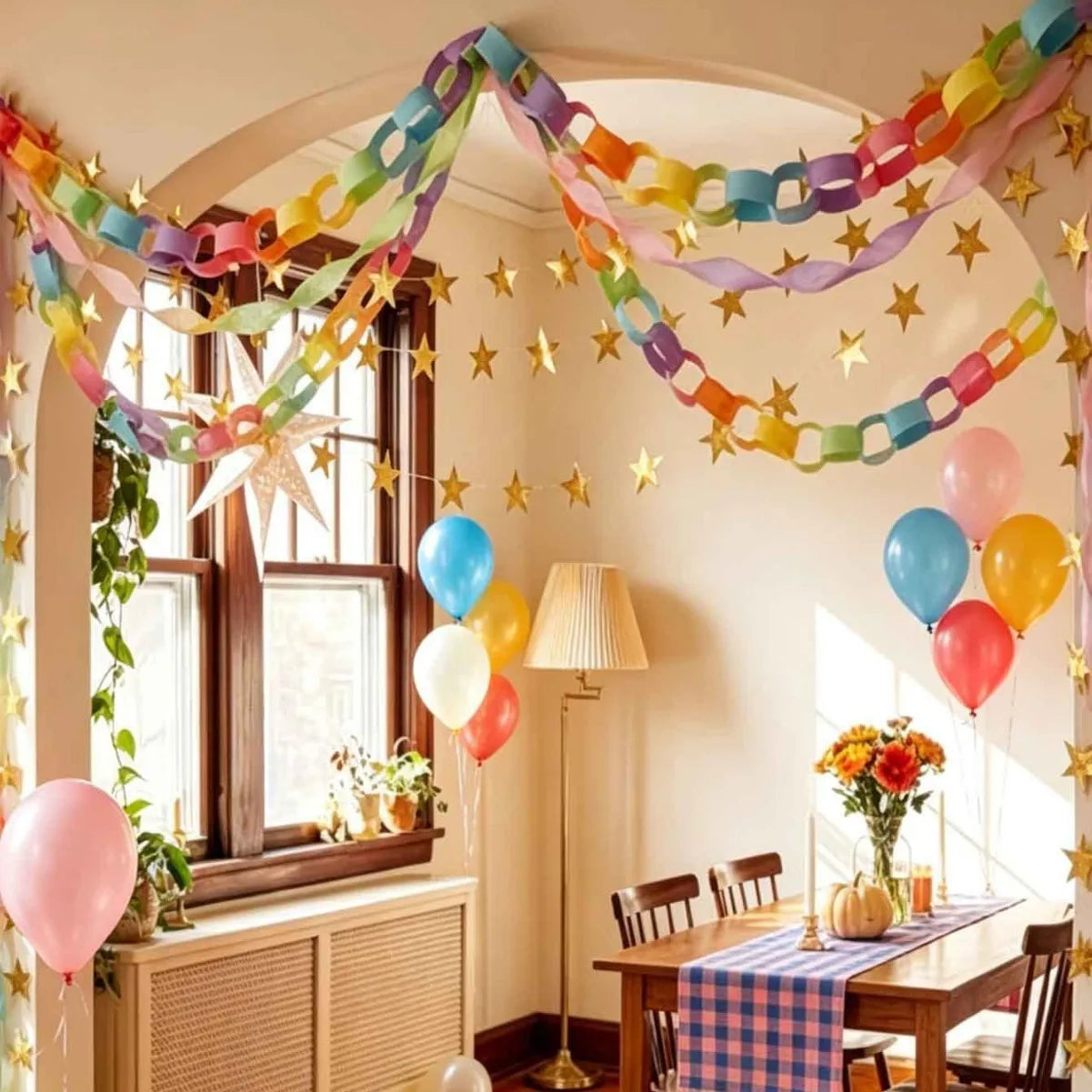 Rainbow Paper Chain Garland