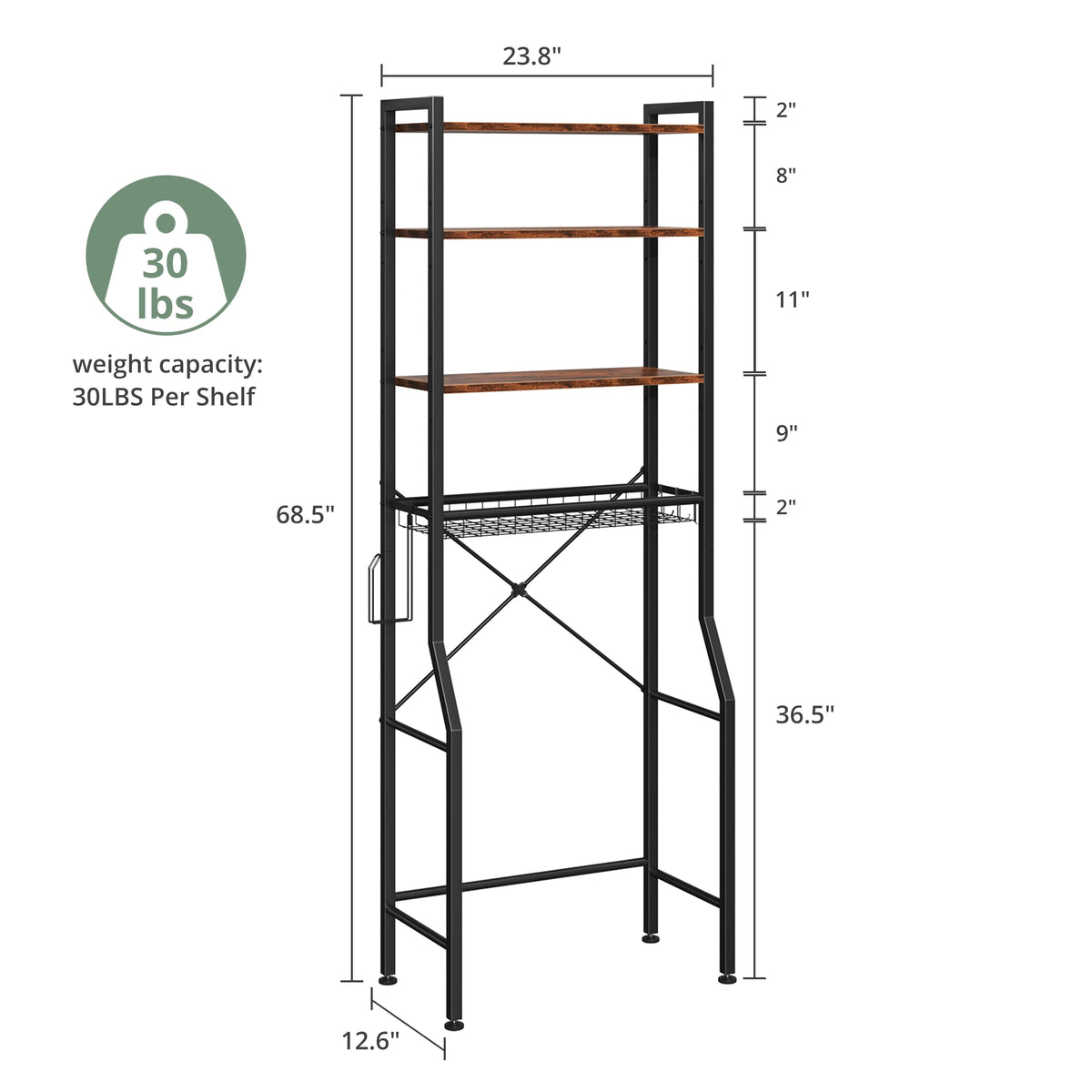 4-Tier Over Toilet Organizer Shelf