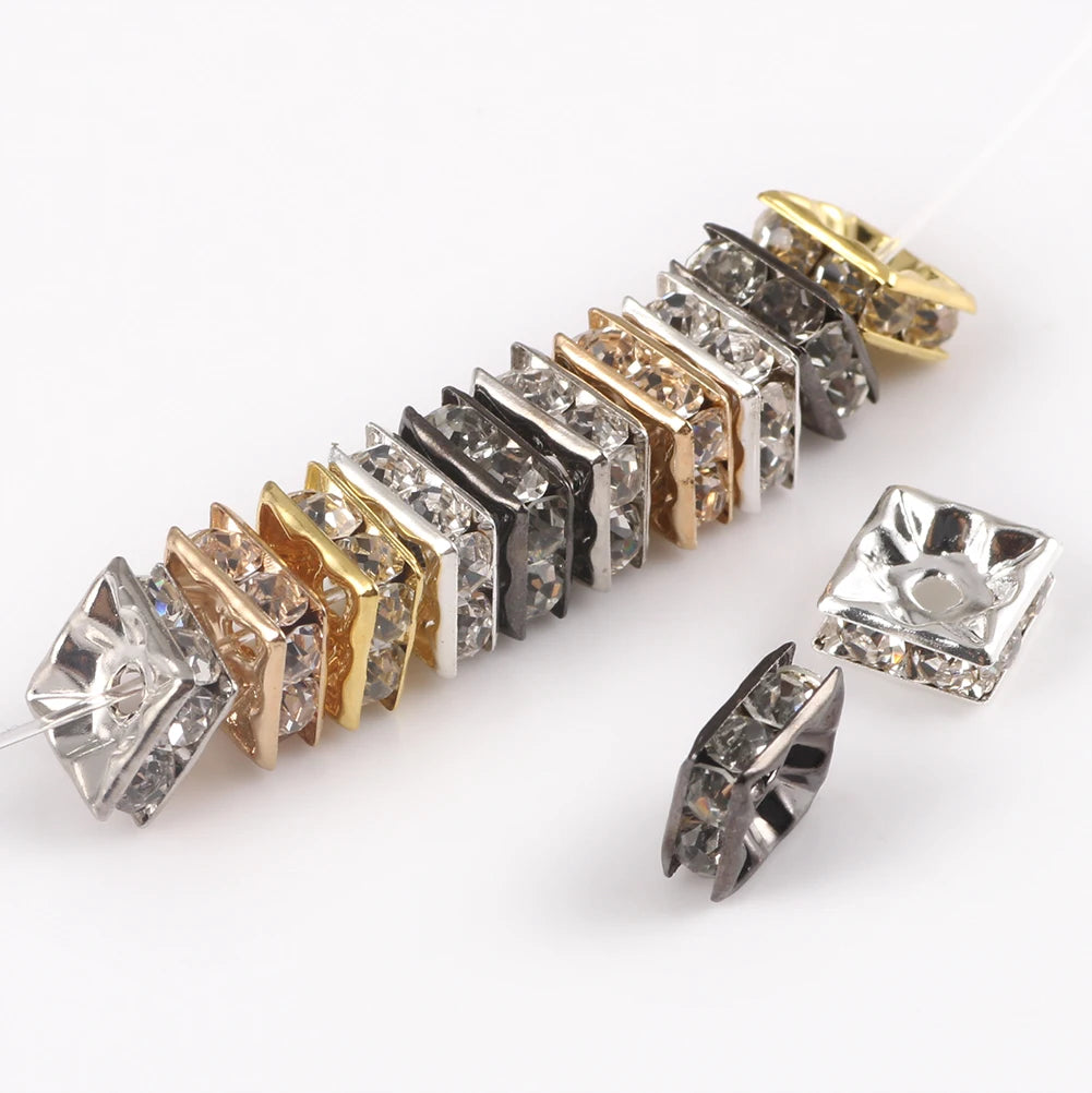 50pc/Lot 6mm 8mm 10mm AB Color  Rhinestone Ball Shape Loose Beads Metal Crystal Beads for Jewelry Making DIY Accessories