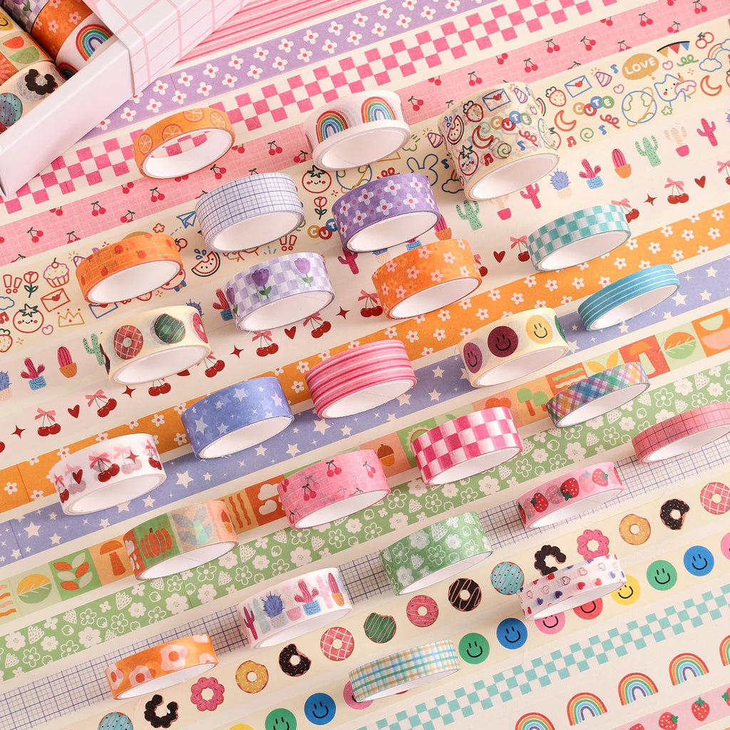 Colorful Floral Writable Washi Tape Set