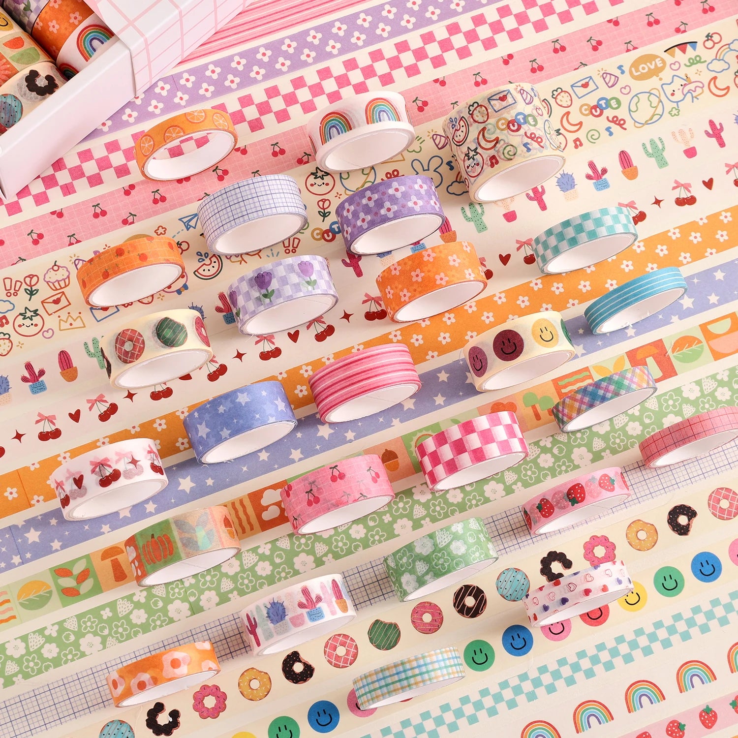 Colorful Floral Writable Washi Tape Set