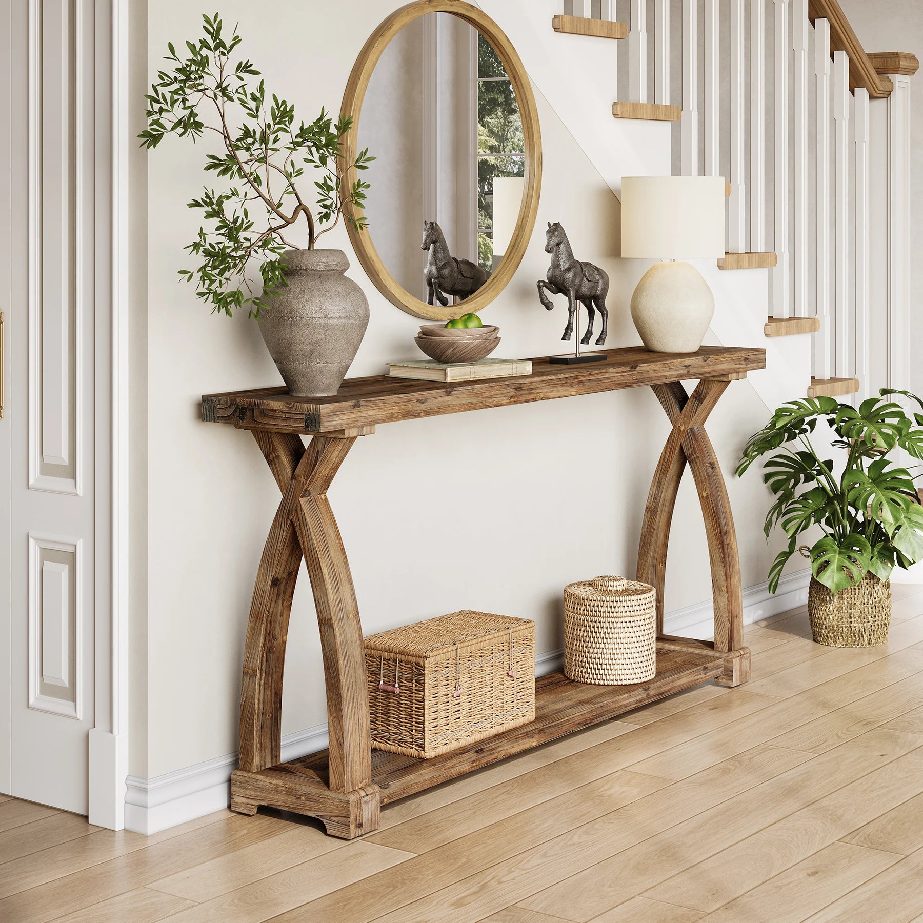 Wood Console Table for Entryway