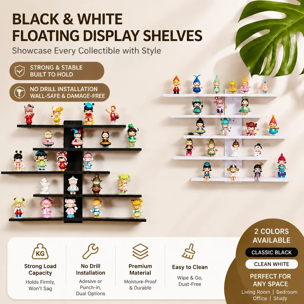 4-Piece Set of Floating Wall Racks