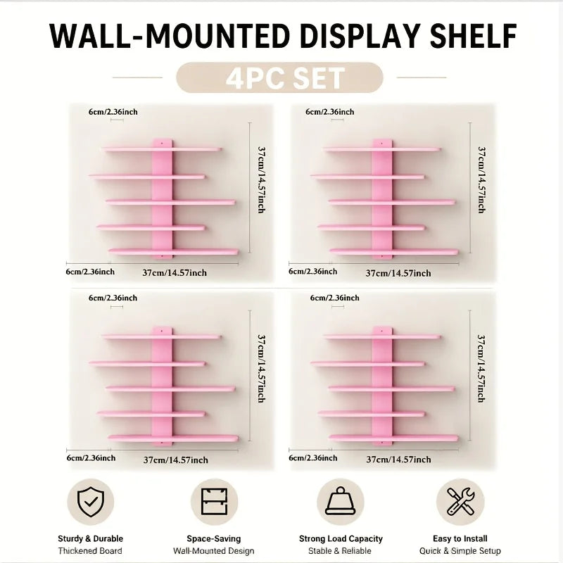 4-Piece Set of Floating Wall Racks