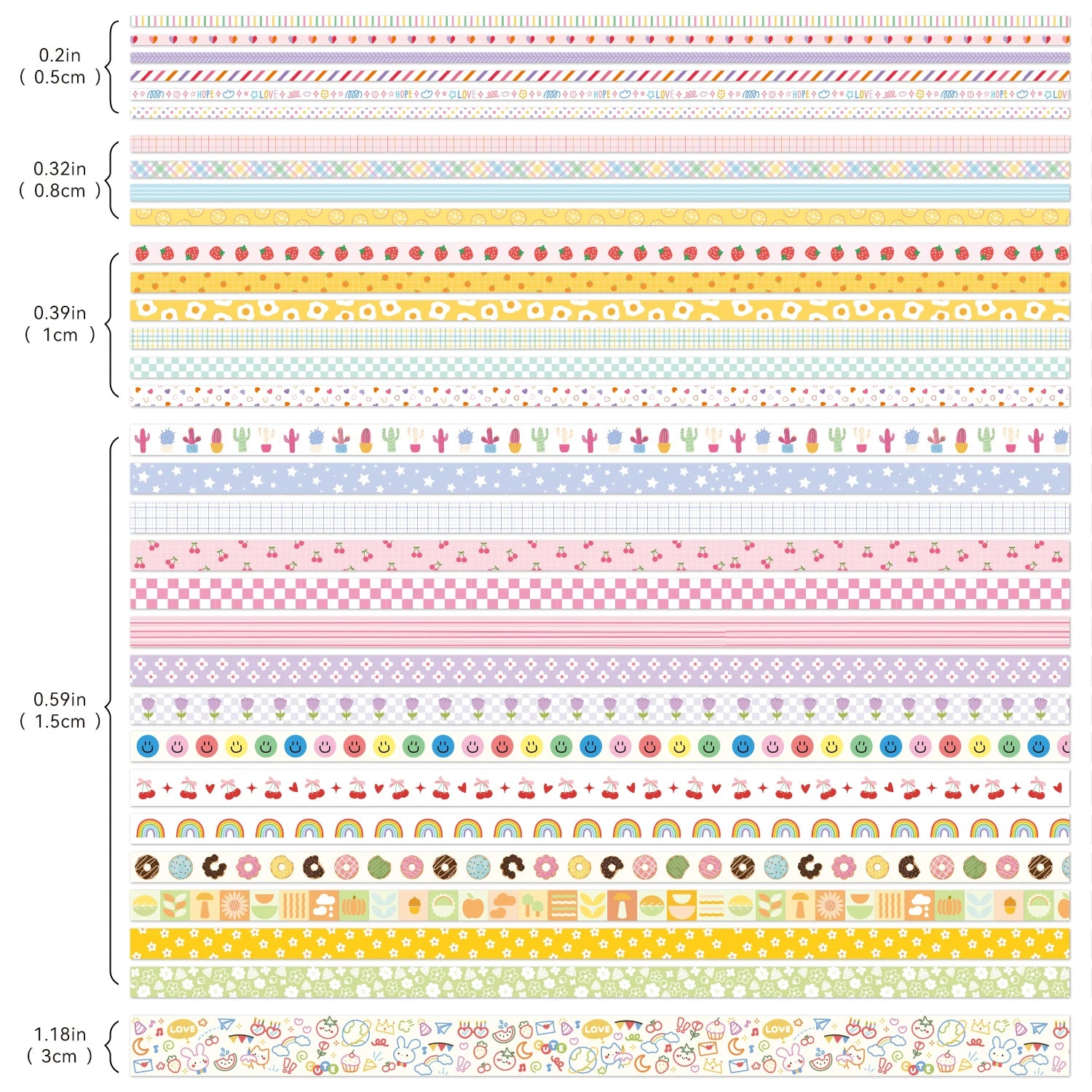 Colorful Floral Writable Washi Tape Set