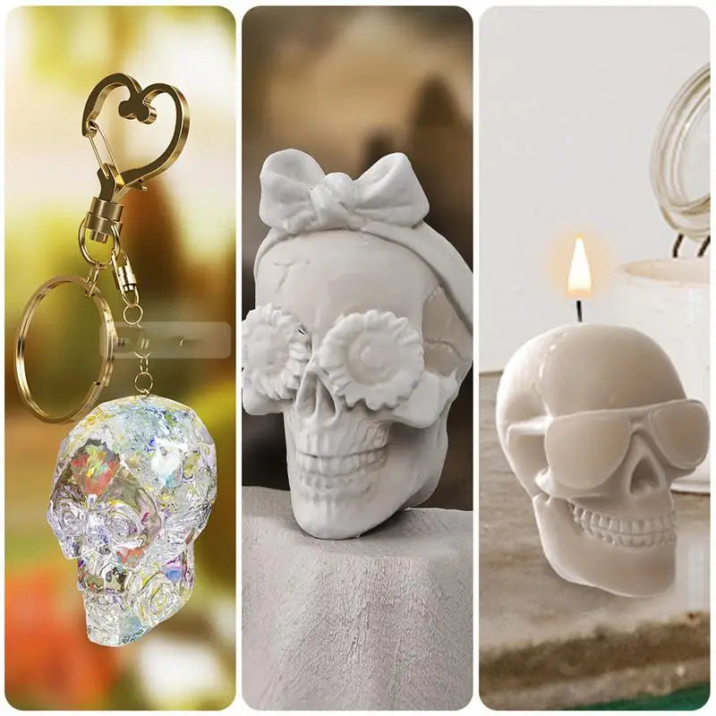 Skull Molds For Epoxy Resin 3D Skull Head Candle Molds Art Crafts For Pendant Bracelet Keychain Making Little Skull Moluds For