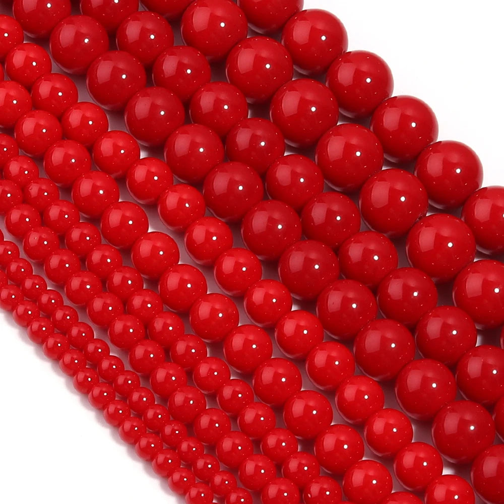 Red Jades Stone Beads Spacer Beads