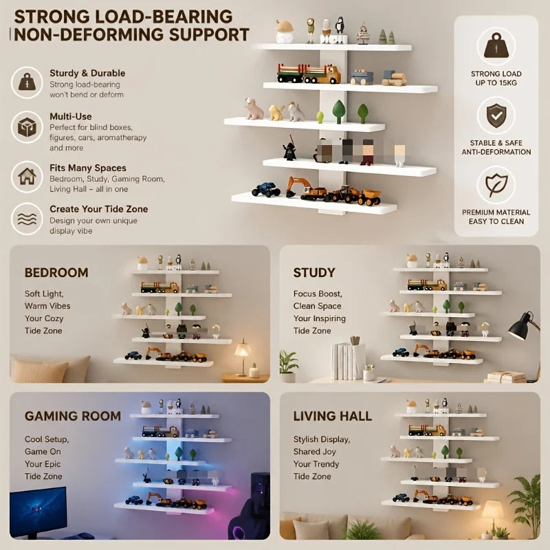 4-Piece Set of Floating Wall Racks