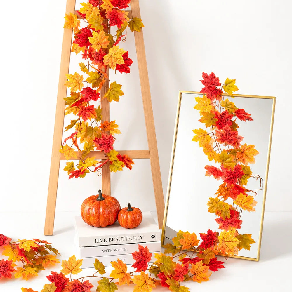 Artificial Autumn Maple Leaves Garland