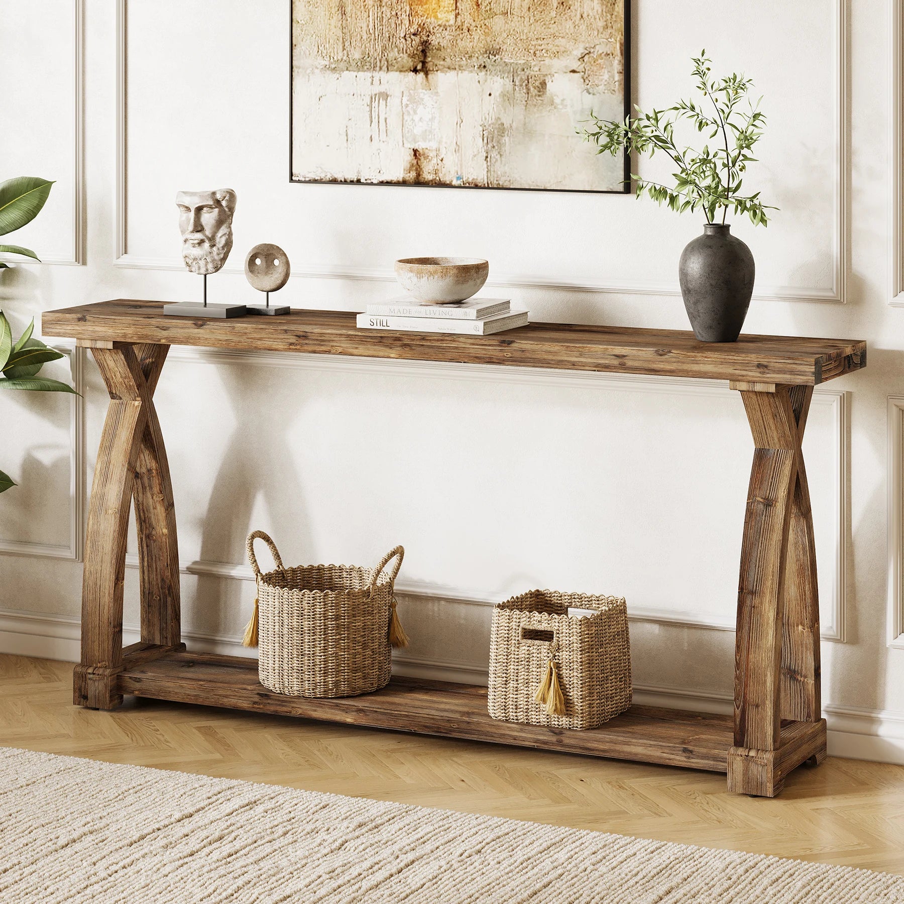Wood Console Table for Entryway