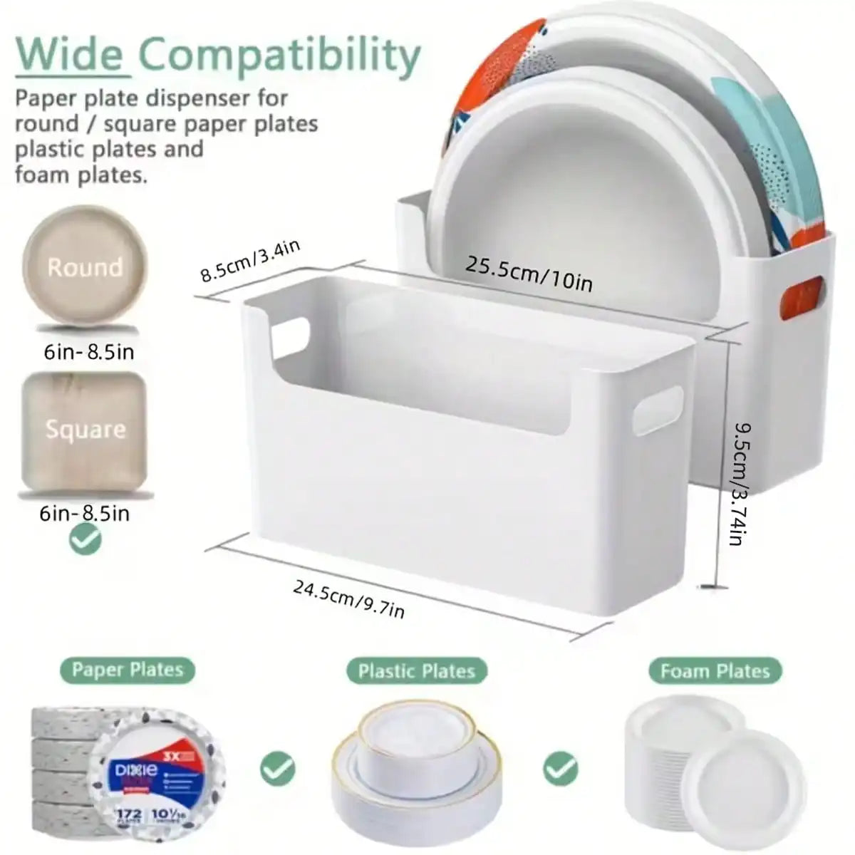 Space Saving Stackable Plastic Plate Organizer