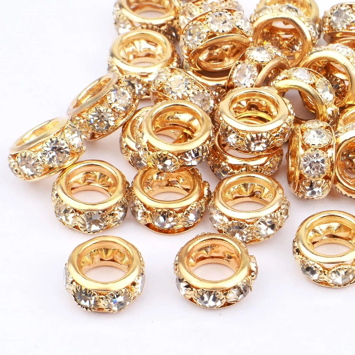 40pcs Rhinestone European Spacer Beads