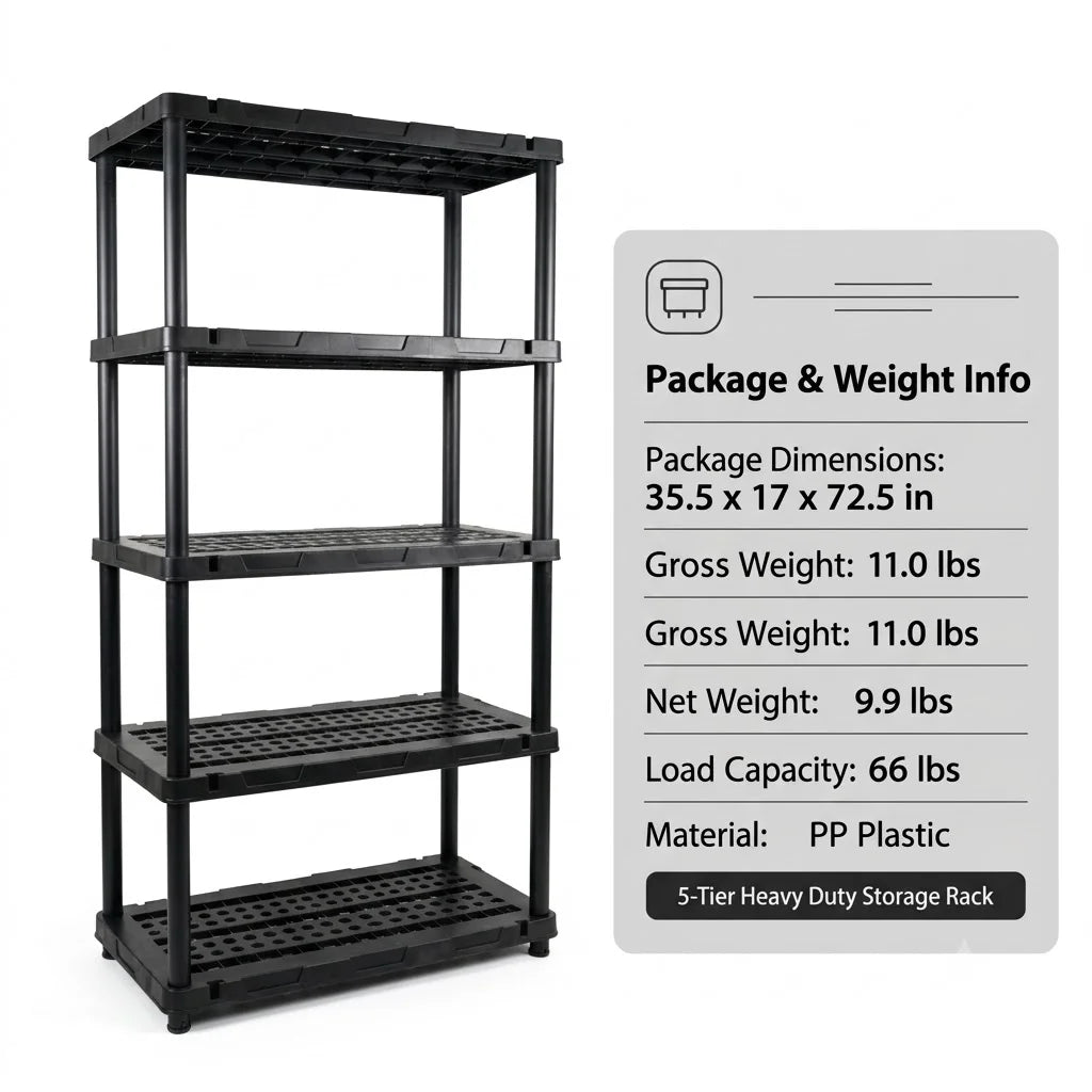 4 & 5 Tier Plastic Storage Shelving Unit