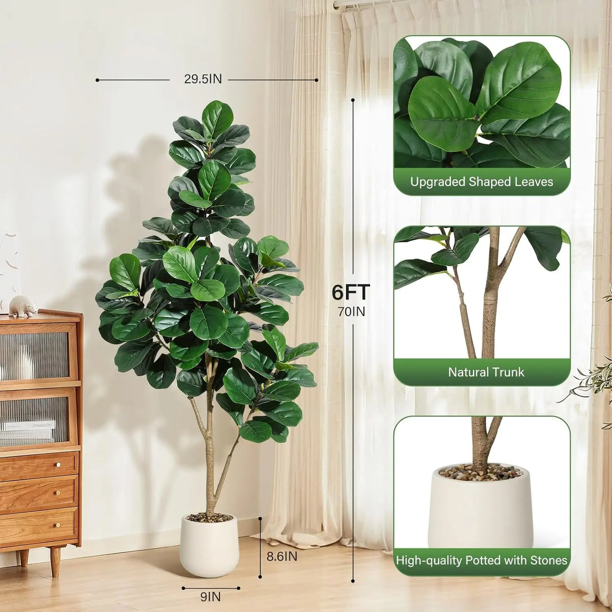 4-7 FT Fiddle Leaf Fig Tree