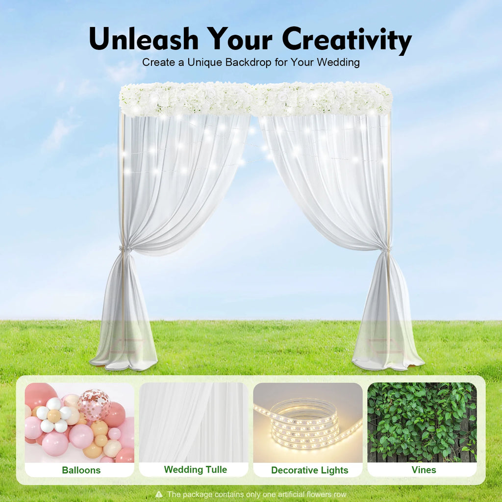 White Artificial Silk Flower Row