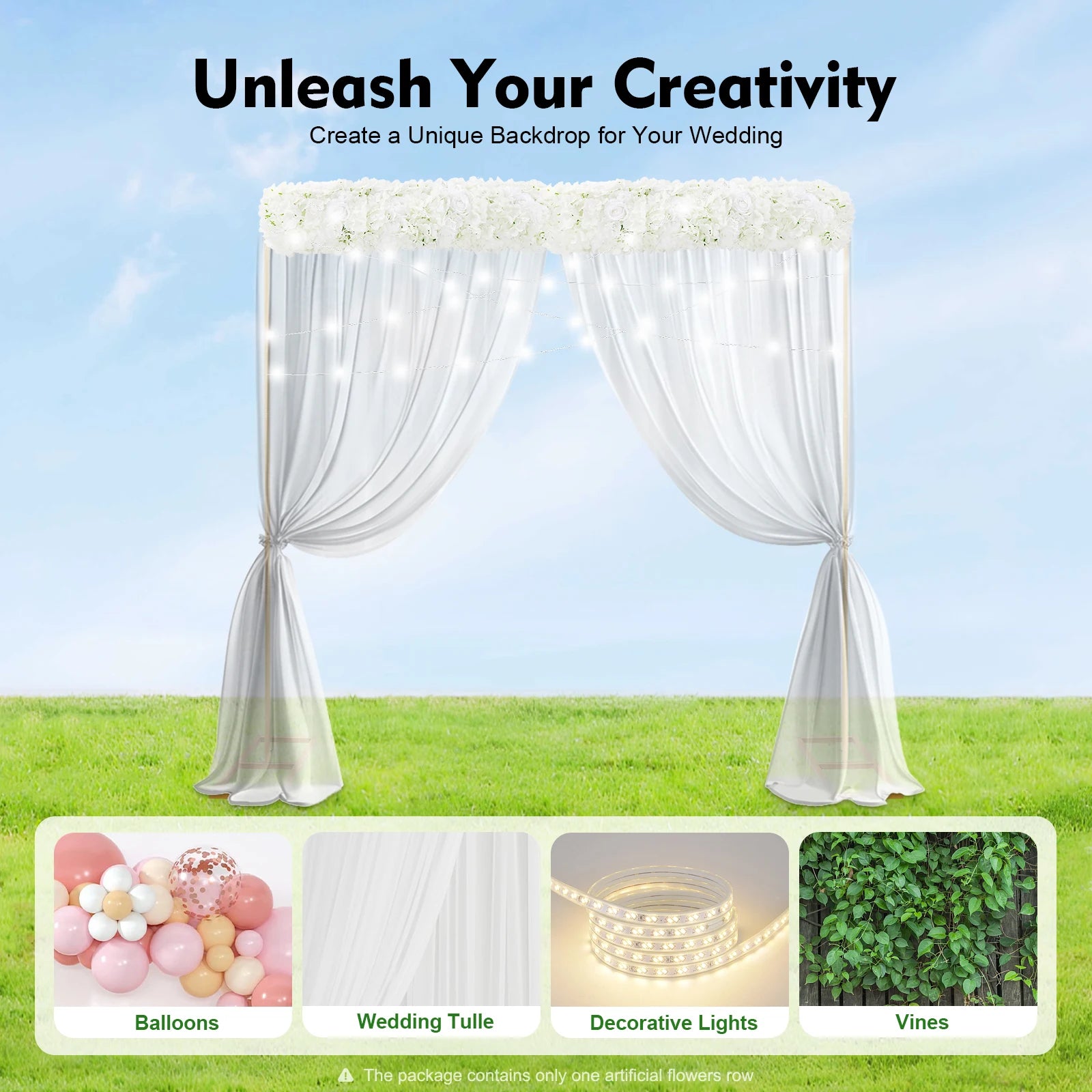White Artificial Silk Flower Row