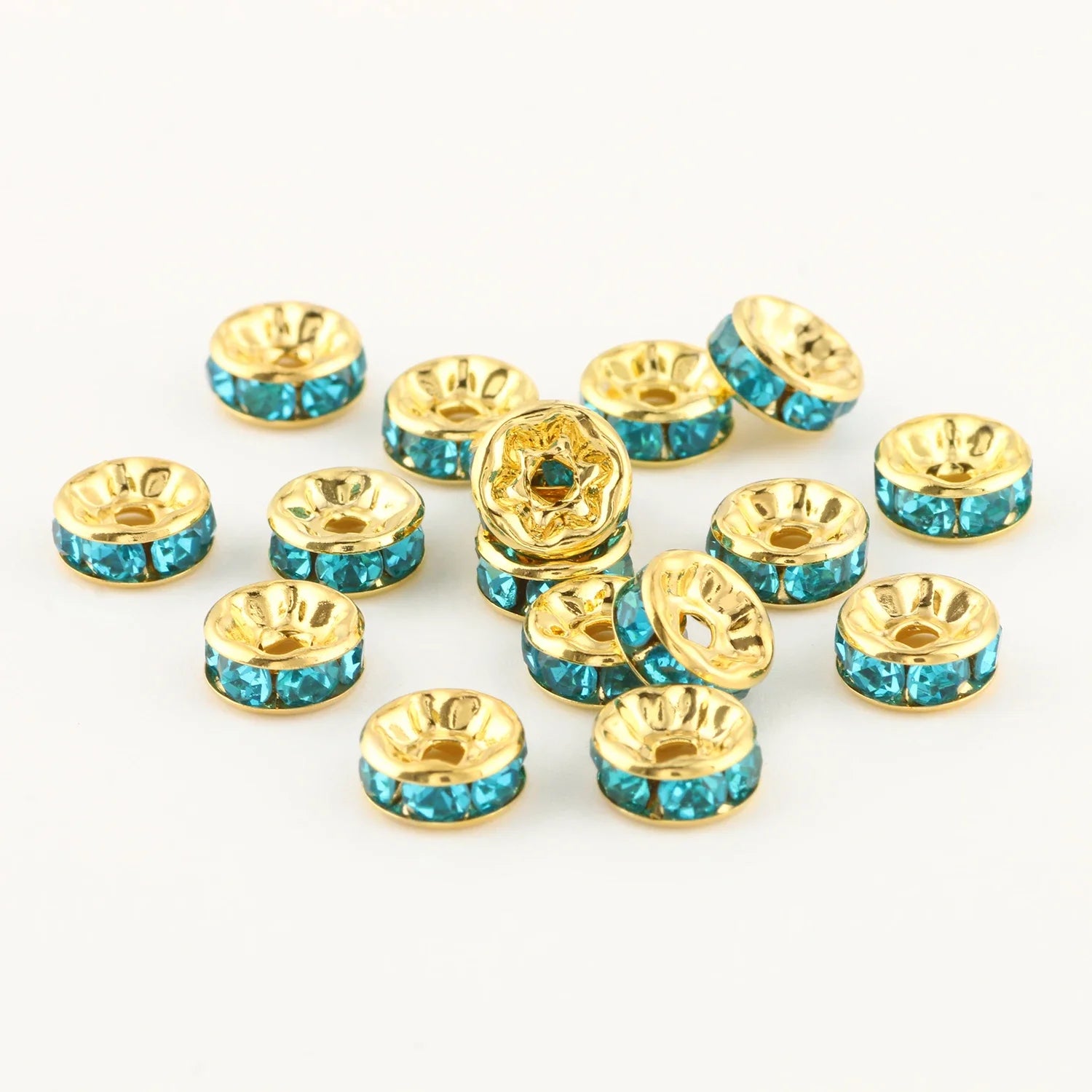 50pc/Lot 6mm 8mm 10mm AB Color  Rhinestone Ball Shape Loose Beads Metal Crystal Beads for Jewelry Making DIY Accessories