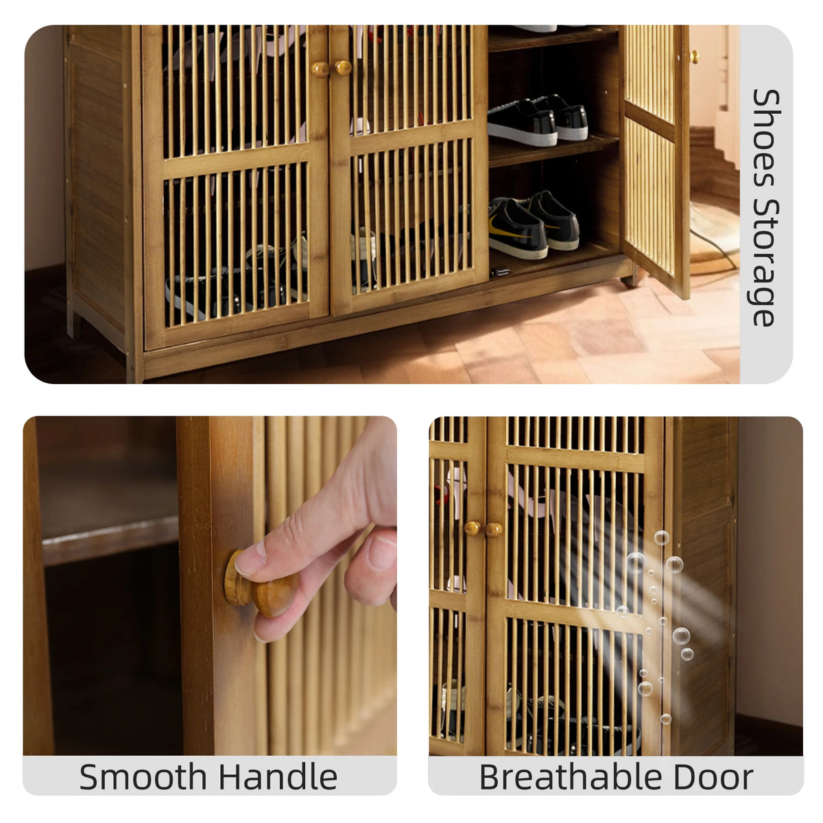 4 Tier Bamboo Shoe Storage Cabinet