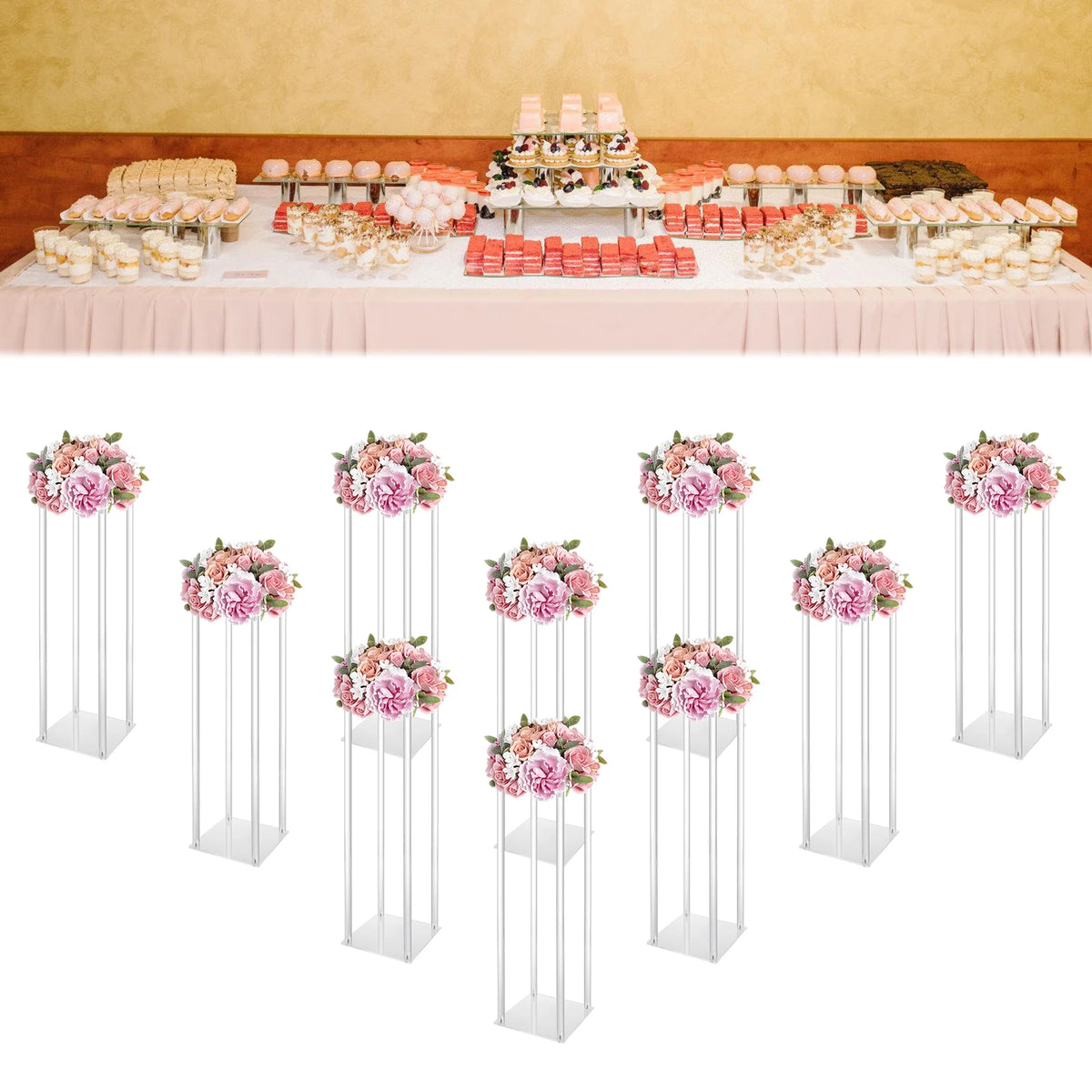 10Pcs Acrylic Vase Wedding Flower Stands