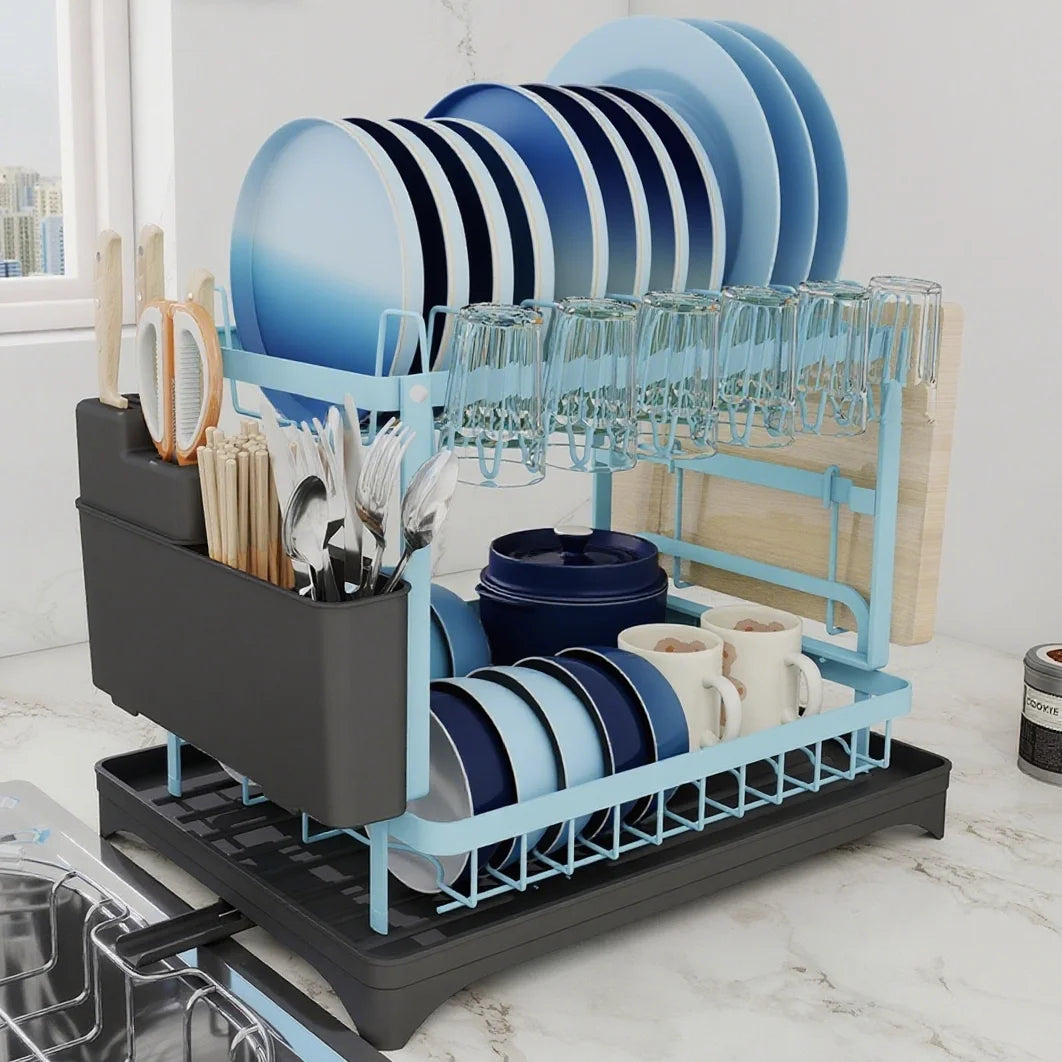 2-Tier Dish Racks with Drainboard