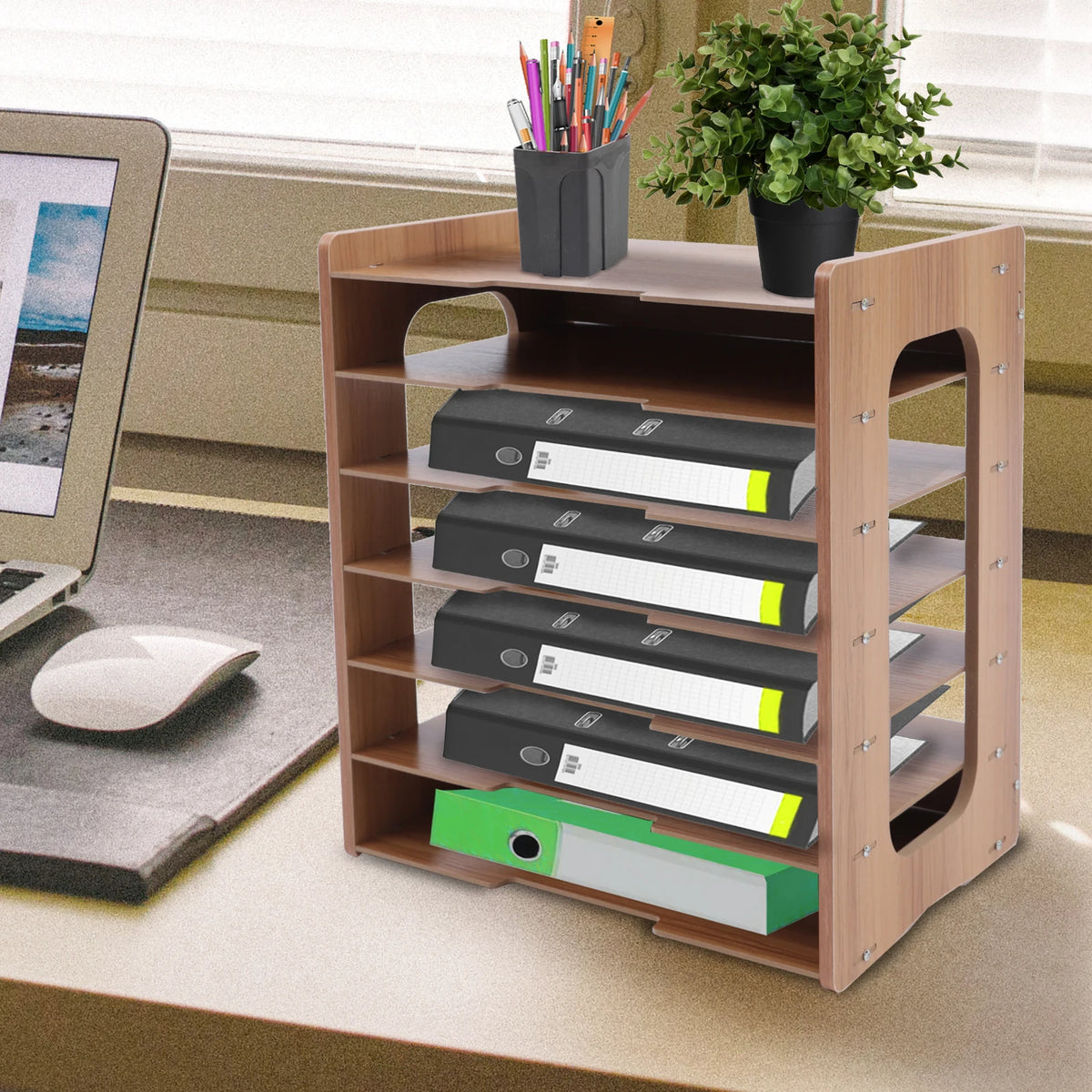 7Tier Widen Wood Office Paper Organizer